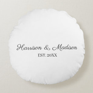 Personalisiertes Skript-Paarname-Datum Hochzeit Rundes Kissen