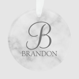 Personalisiertes Skriptmonogramm und Name aus weiß Ornament