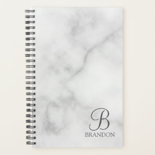 Personalisiertes Skriptmonogramm und Name aus weiß Planer