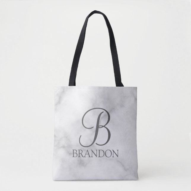Personalisiertes Skriptmonogramm und Name aus weiß Tasche (Vorderseite)