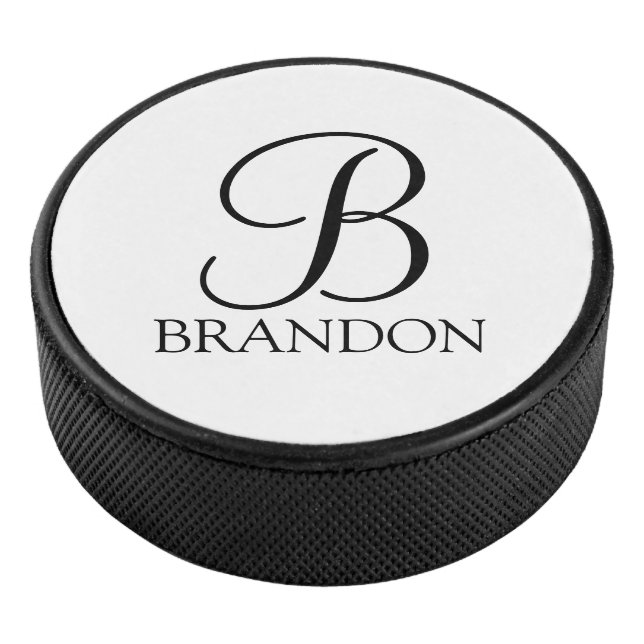 Personalisiertes Skriptmonogramm und Name Eishockey Puck (3/4)