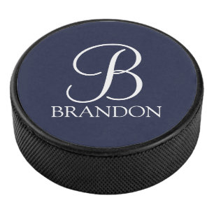 Personalisiertes Skriptmonogramm und Name Eishockey Puck