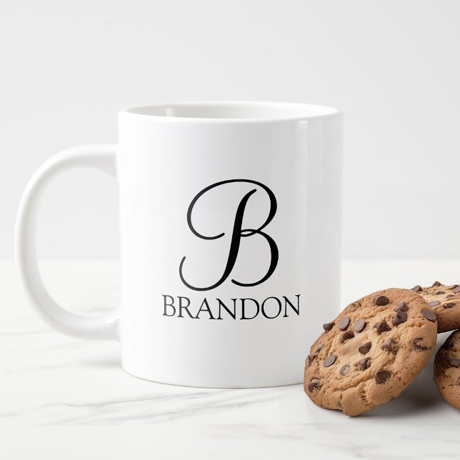 Personalisiertes Skriptmonogramm und Name Jumbo-Tasse (Von Creator hochgeladen)