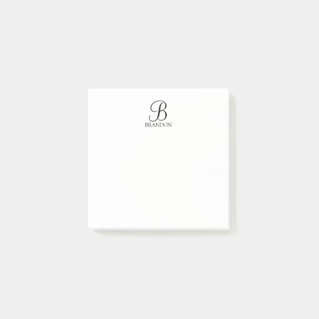 Personalisiertes Skriptmonogramm und Name Notepad Post-it Klebezettel (Vorderseite)