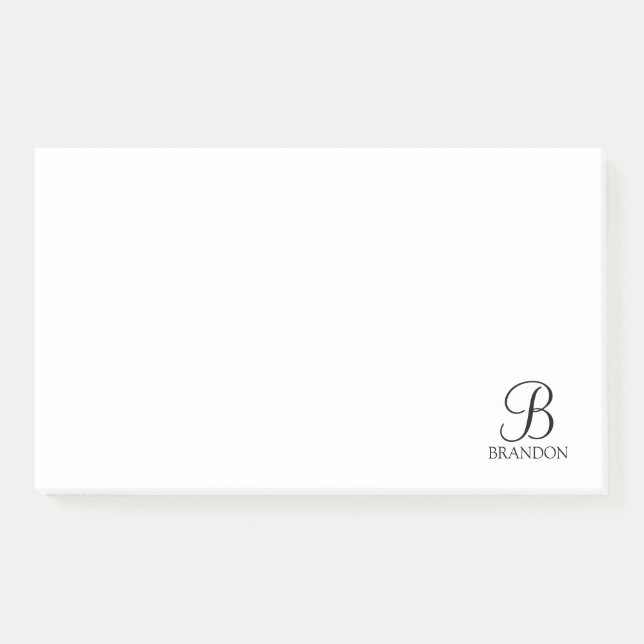 Personalisiertes Skriptmonogramm und Name Notepad Post-it Klebezettel (Vorderseite)