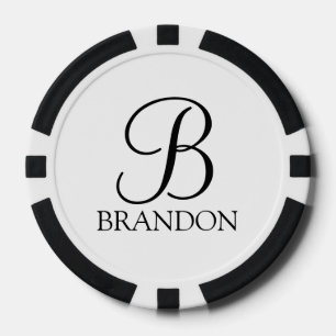 Personalisiertes Skriptmonogramm und Name Pokerchips
