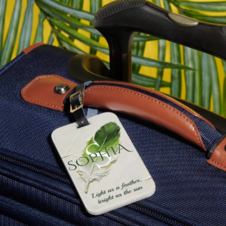 Personalisiertes Smaragdgrün-Feder-Monogramm Gepäckanhänger