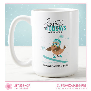 Personalisiertes Snowboard-Vogel-Weihnachten Kaffeetasse