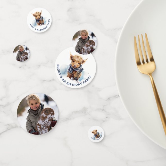 Personalisiertes Snowboarden Hochland Kuh Confetti Konfetti (Gruppe)