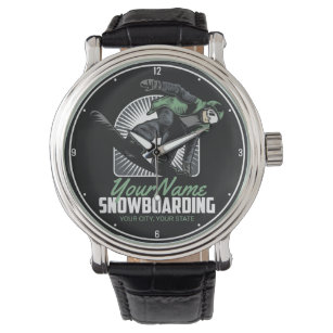 Personalisiertes Snowboarden-Schneefräßchen Armbanduhr