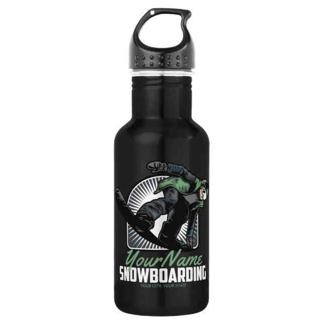 Personalisiertes Snowboarden-Schneefräßchen Edelstahlflasche (Vorderseite)