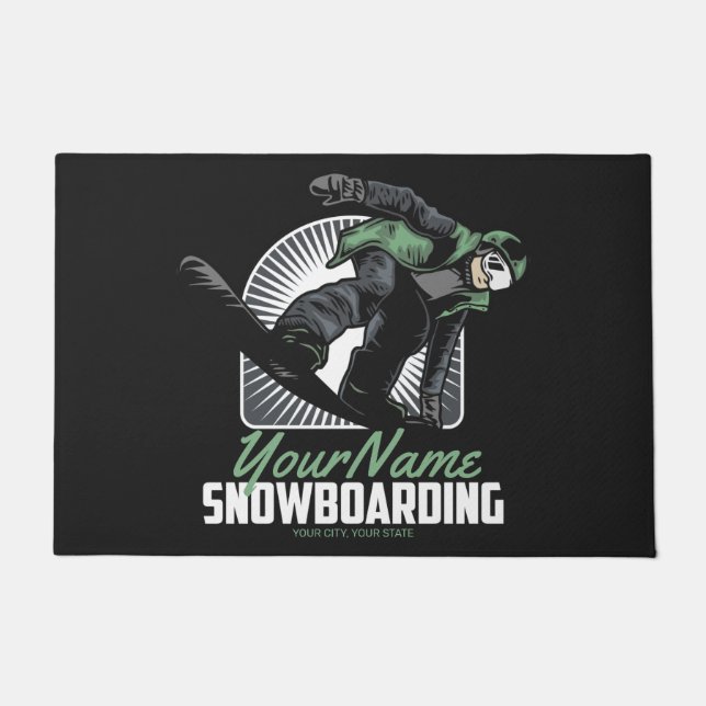 Personalisiertes Snowboarden-Schneefräßchen Fußmatte (Vorderseite)