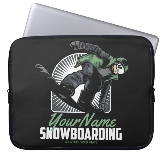 Personalisiertes Snowboarden-Schneefräßchen Laptopschutzhülle (Vorderseite)