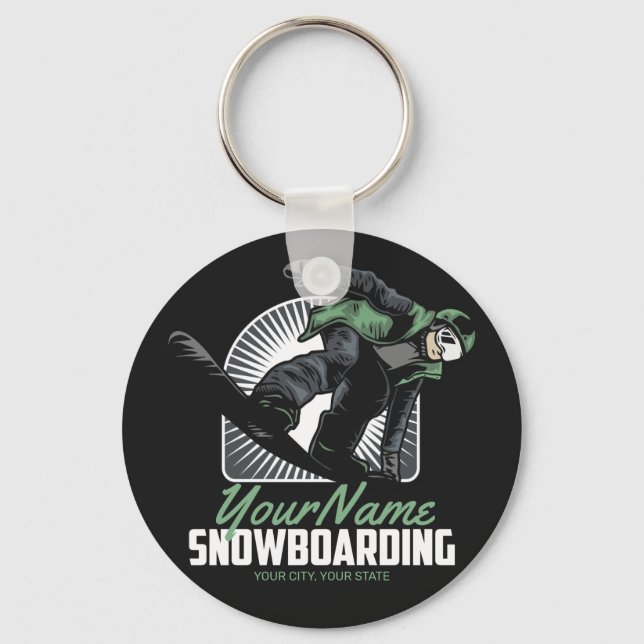 Personalisiertes Snowboarden-Schneefräßchen Schlüsselanhänger (Vorderseite)