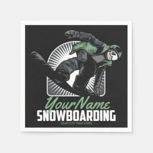 Personalisiertes Snowboarden-Schneefräßchen Serviette