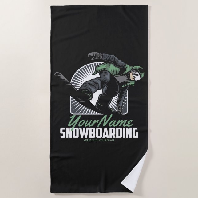 Personalisiertes Snowboarden-Schneefräßchen  Strandtuch (Vorderseite)
