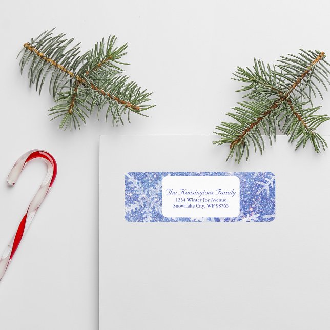 Personalisiertes Snowflake-Familienbriefmarke (Personalized Snowflake Family Holiday Mail Label)