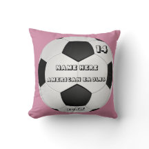 Personalisiertes Soccer-rosa Kissen mit Spielernam