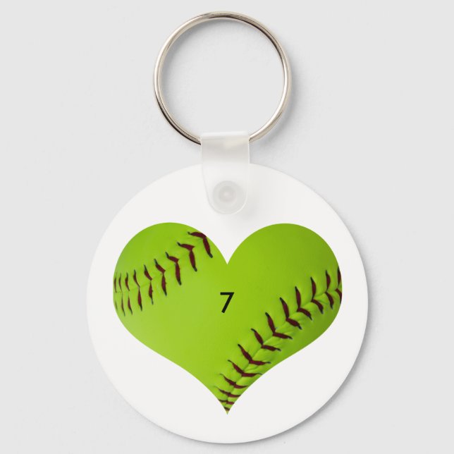 Personalisiertes Softball-Herz Schlüsselanhänger (Vorderseite)