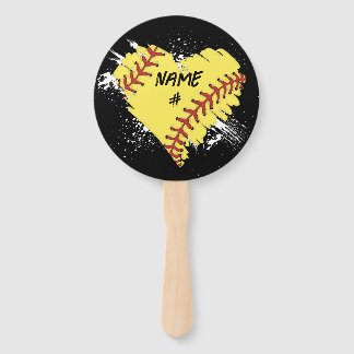 Personalisiertes Softball Herz Set von Handfans Fächer