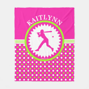 Personalisiertes Softball-Rosa - grüne Fleecedecke