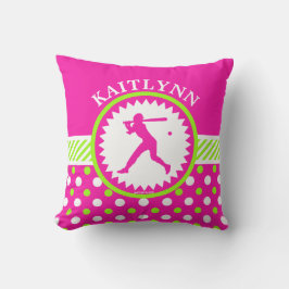 Personalisiertes Softball-Rosa - grüne Kissen