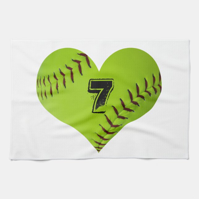 Personalisiertes Softballherz Küchentuch (Horizontal)