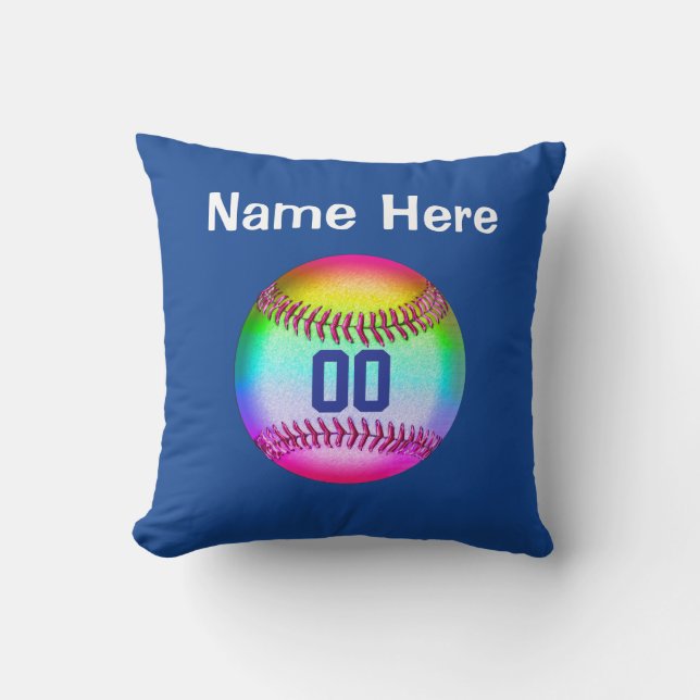Personalisiertes Softballthrow-Kissen, NAME, ZAHL Kissen (Vorderseite)