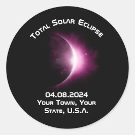 Personalisiertes Solar Eclipse Button 2024 Zurück  Runder Aufkleber