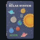 Personalisiertes Solarsystem iPad Air Hülle<br><div class="desc">Eine farbenprächtige Abbildung des Sonnensystems mit 8 Planeten: Merkur,  Erde,  Venus,  Neptun,  Saturn,  Uranus,  Mars,  Jupiter und der Sonne vor einem sternblauen Hintergrund. Dieses moderne Design ist sowohl stilvoll als auch lehrreich,  großartig wie Dekor und Zuhause-Schulungen. Dieses Design kann mit einem Namen,  Monogramm-Initialen oder einer Phrase angepasst werden</div>