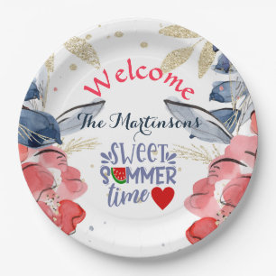 Personalisiertes Sommer-BBQ-Picknick Pappteller