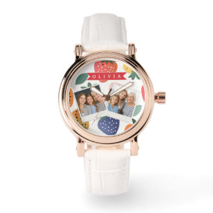 Personalisiertes Sommerfarbenfrohes Erdbeermuster Armbanduhr