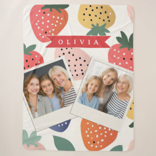 Personalisiertes Sommerfarbenfrohes Erdbeermuster Sherpadecke