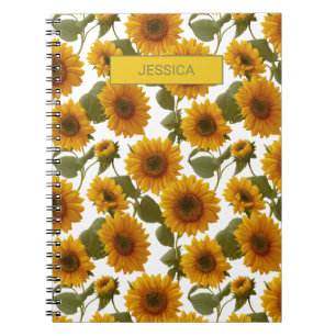 Personalisiertes Sonnenblumen-Blüten-Blumenmuster  Notizblock