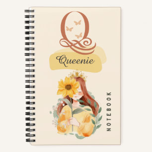 Personalisiertes Sonnenblumen-Girl-SpiralNotebook Notizbuch
