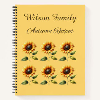 Personalisiertes Sonnenblumen Herbst Rezept Notizb Notizbuch