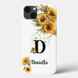 Personalisiertes Sonnenblumen-Initial-Name-Design Case-Mate iPhone Hülle