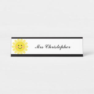 Personalisiertes Sonnengesichts-Lehrergeschenk Schreibtischnamensplakette