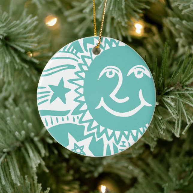 Personalisiertes Sonnenmuster Keramik Ornament (Baum)