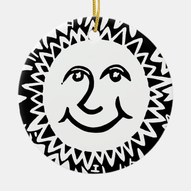 Personalisiertes Sonnenmuster Keramik Ornament (Vorne)