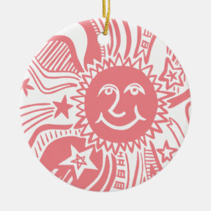 Personalisiertes Sonnenmuster Keramik Ornament