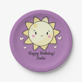 Personalisiertes Sonnenscheinpapier zum Geburtstag Pappteller