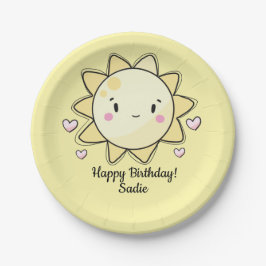 Personalisiertes Sonnenscheinpapier zum Geburtstag Pappteller