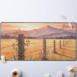 Personalisiertes Sonnenuntergangs-Wildblumenfeld Schreibtischunterlage