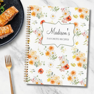 Personalisiertes sonniges Blumenmuster-Kochbuch Notizbuch