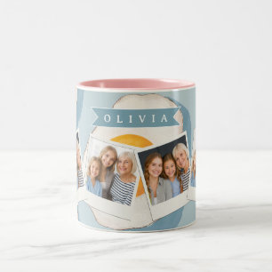 Personalisiertes Spiegelei-Muster Spaß Blau Lustig Zweifarbige Tasse
