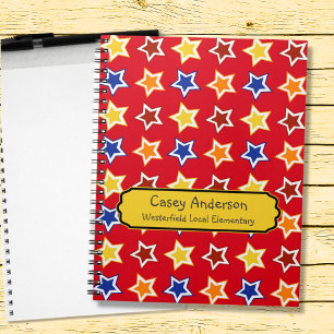 Personalisiertes SpiralNotebook mit bunten Sternen Notizblock