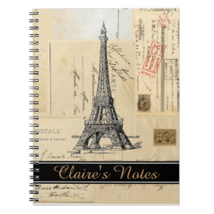 Personalisiertes Spiralnotizbuch Paris French Post Notizblock