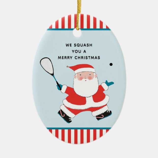 Personalisiertes Squash Player Holiday-Geschenk Keramik Ornament (Vorne)