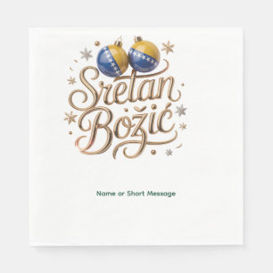 Personalisiertes Sretan Božić bosnisches Weihnacht Serviette